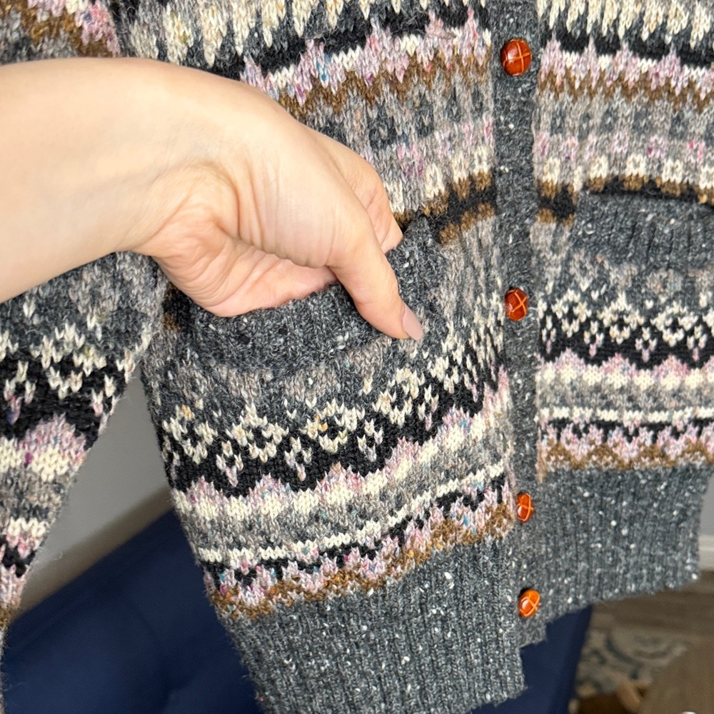 Women’s Multicolor Patterned Wool Blend Grannycor… - image 4